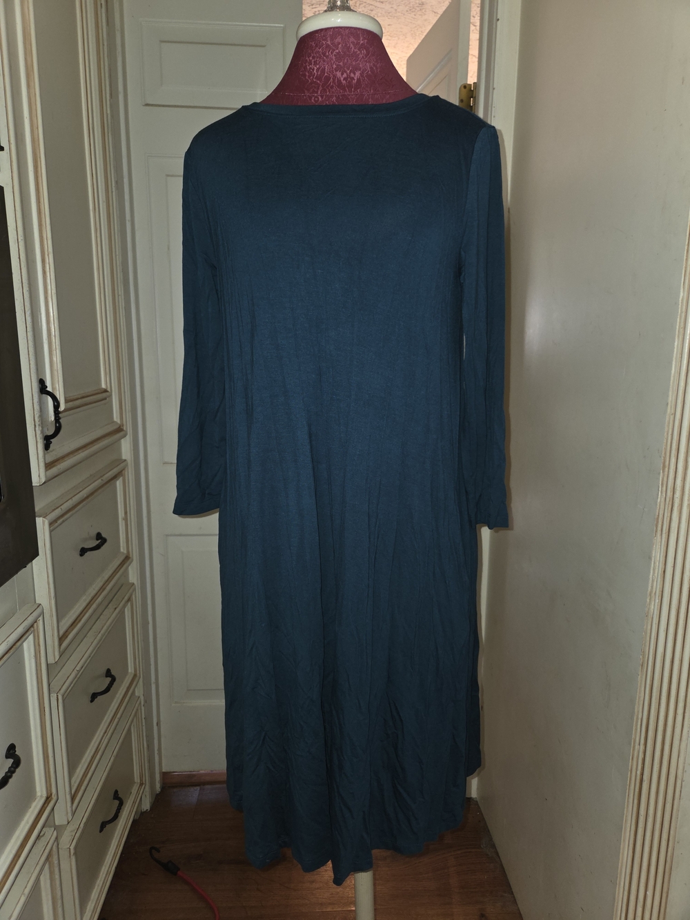 Time and Tru Teal Long Sleeve Midi Dress Size 8-10